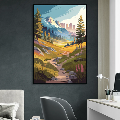 Salt Lake City Nature Trails Sitting Room - Black Canvas Wall Art