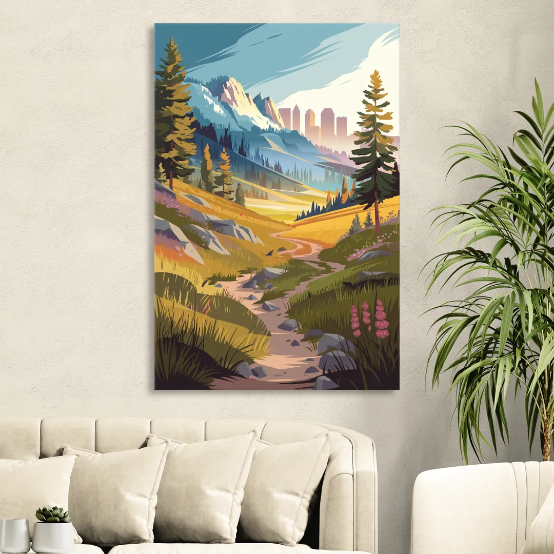 Salt Lake City Nature Trails Living Room - Canvas Wall Art