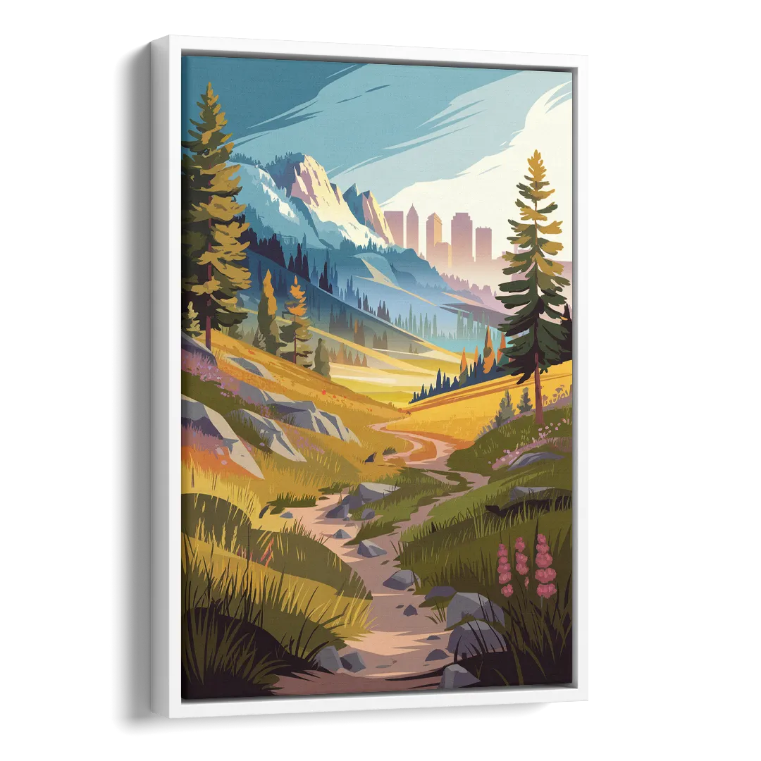 Salt Lake City Nature Trails Side - White Canvas Wall Art