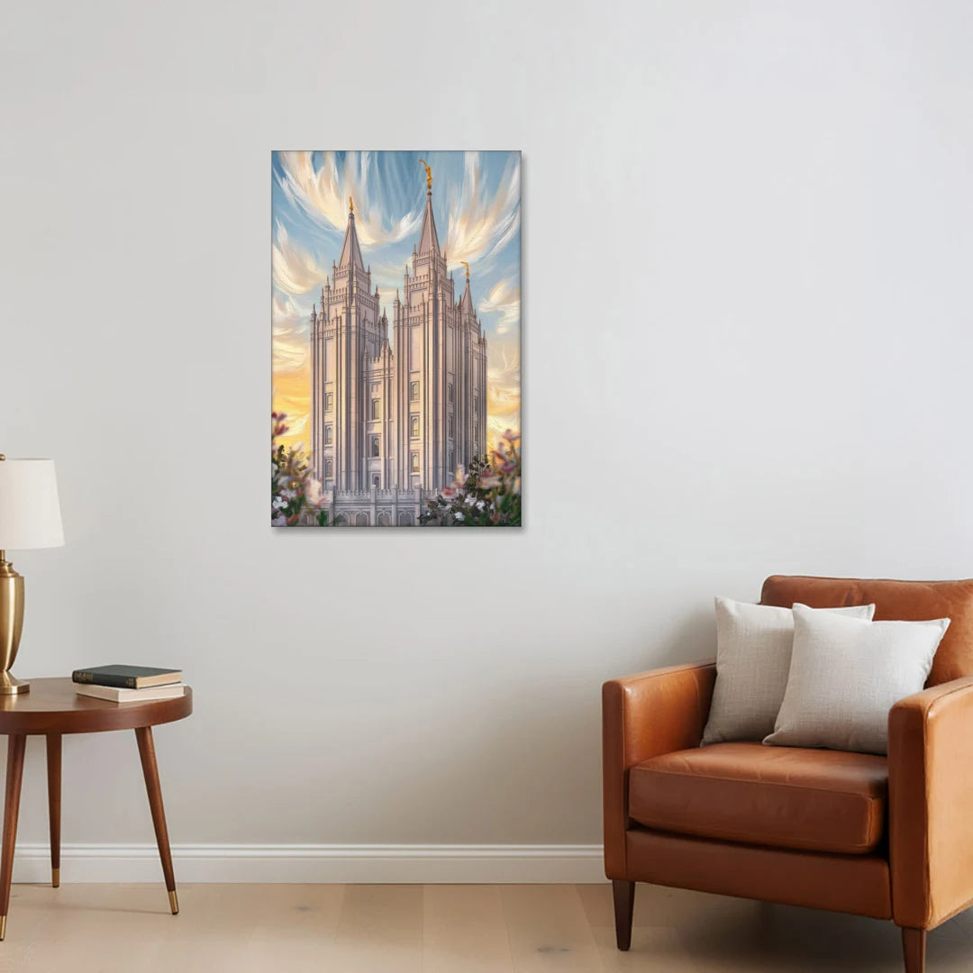 Salt Lake City Temple Square - Canvas Wall Art - Sofa - 24x36