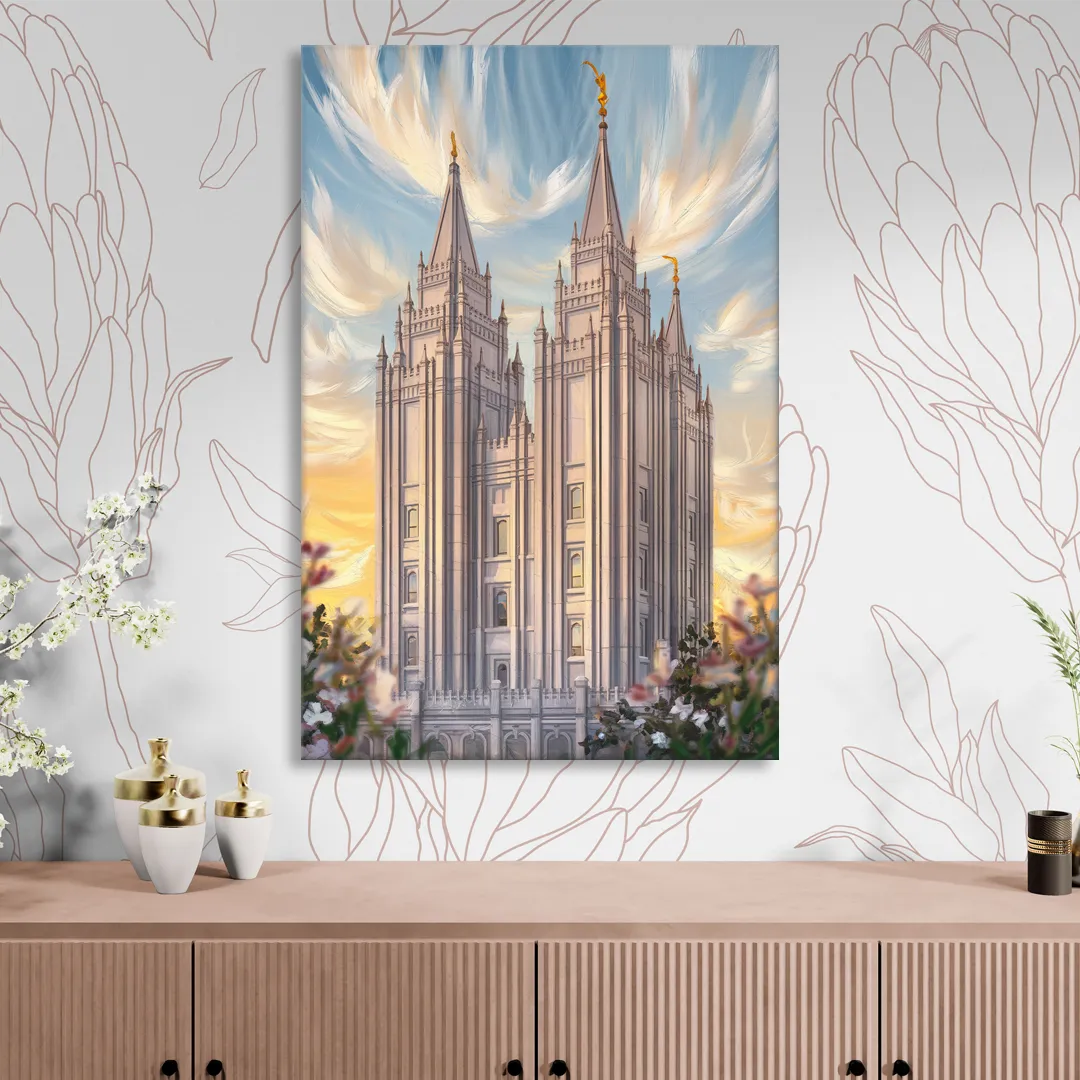 Salt Lake City Temple Square Living Room - Canvas Wall Art