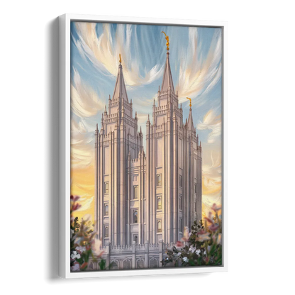 Salt Lake City Temple Square Side - White Canvas Wall Art