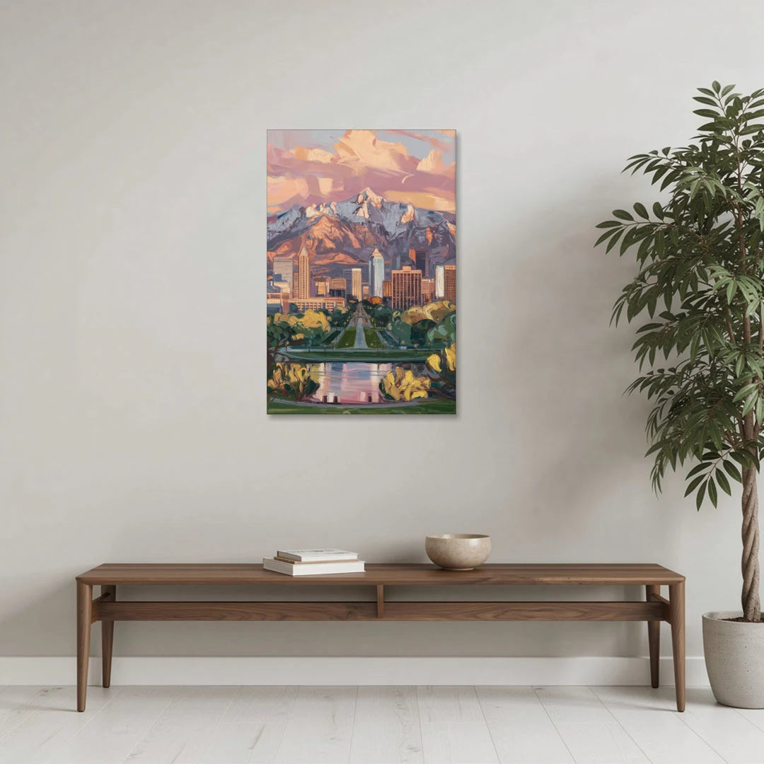 Salt Lake City Urban Landscape - Canvas Wall Art - Coffee Table - 24x36