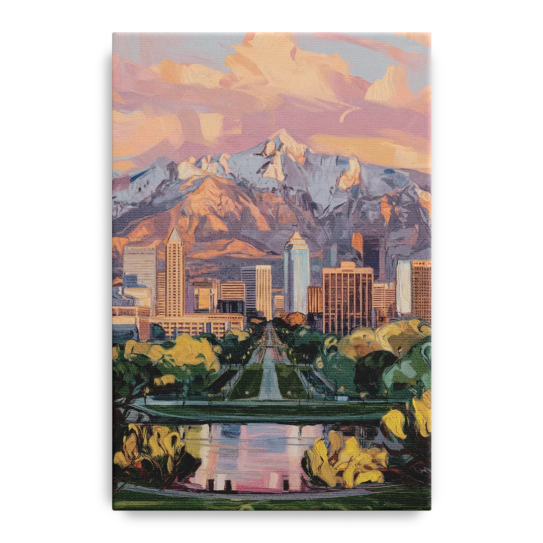 Salt Lake City Urban Landscape Front - Canvas Wall Art