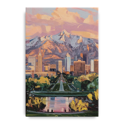 Salt Lake City Urban Landscape Front - Canvas Wall Art