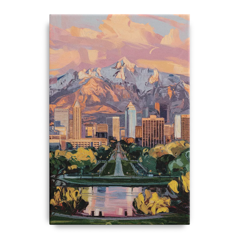 Salt Lake City Urban Landscape Front - Canvas Wall Art
