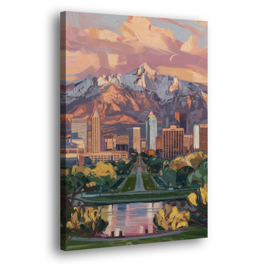Salt Lake City Urban Landscape Side - Canvas Wall Art