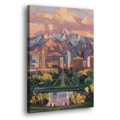 Salt Lake City Urban Landscape Side - Canvas Wall Art