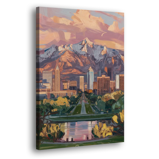 Salt Lake City Urban Landscape Side - Canvas Wall Art