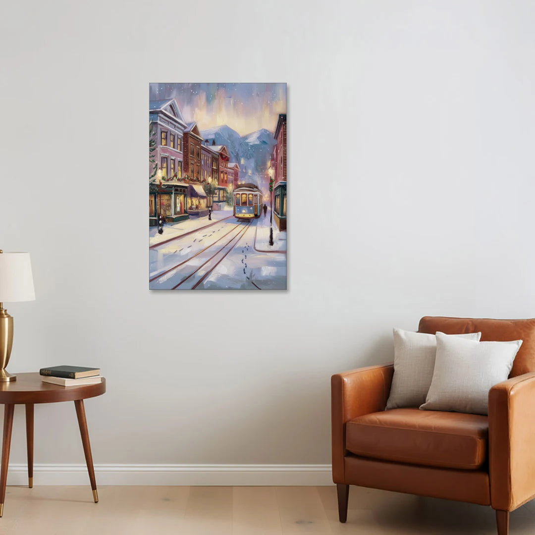 Salt Lake City Winter Scene - Canvas Wall Art - Sofa - 24x36