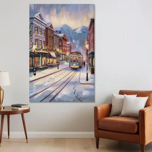 Salt Lake City Winter Scene - Canvas Wall Art - Sofa - 40x60