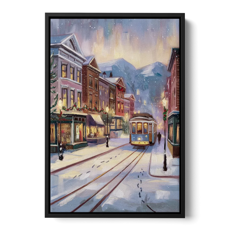 Salt Lake City Winter Scene Front - Black Canvas Wall Art