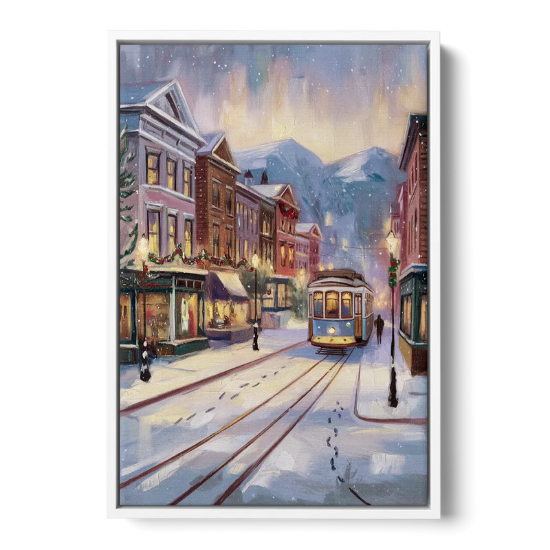 Salt Lake City Winter Scene Front - White Canvas Wall Art