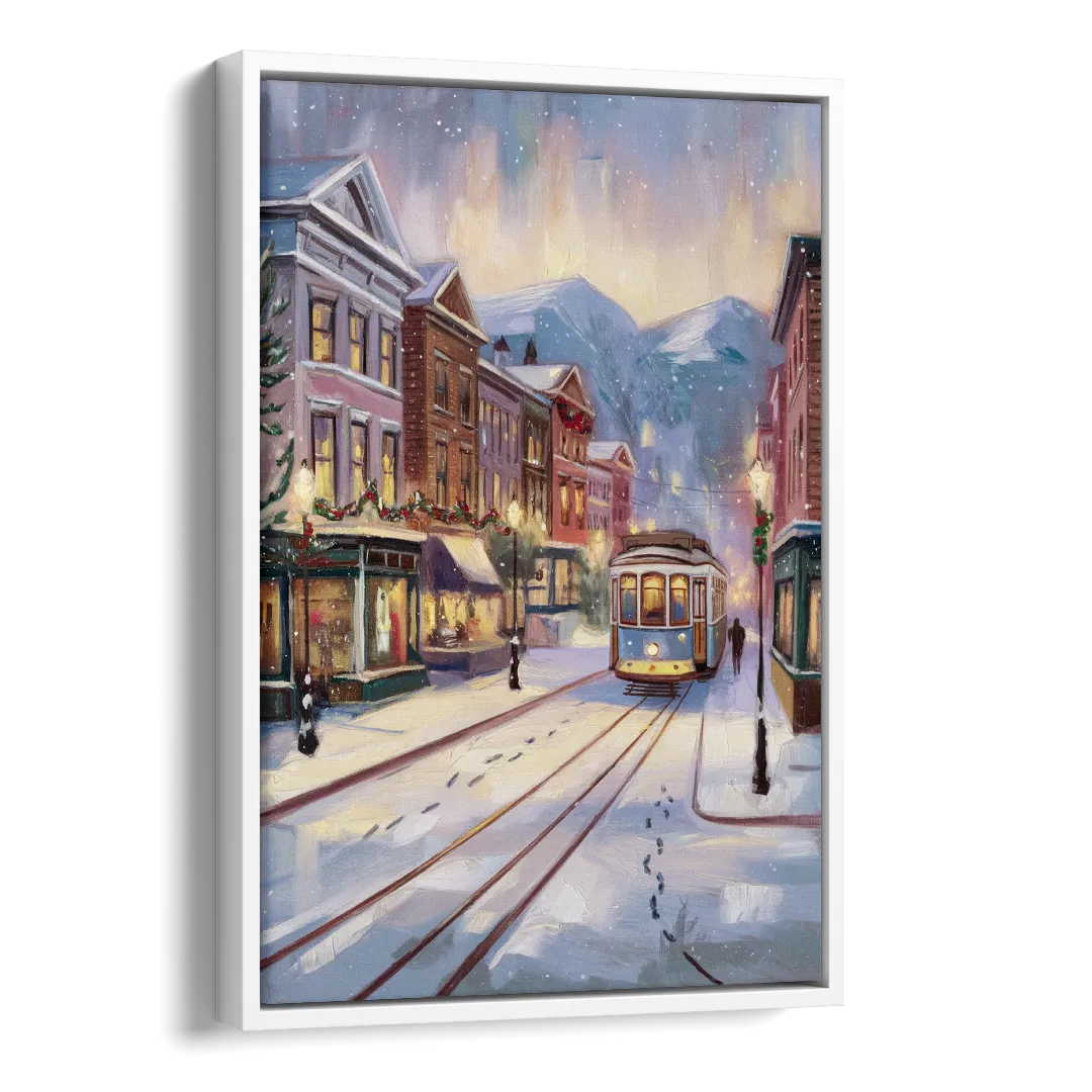 Salt Lake City Winter Scene Side - White Canvas Wall Art