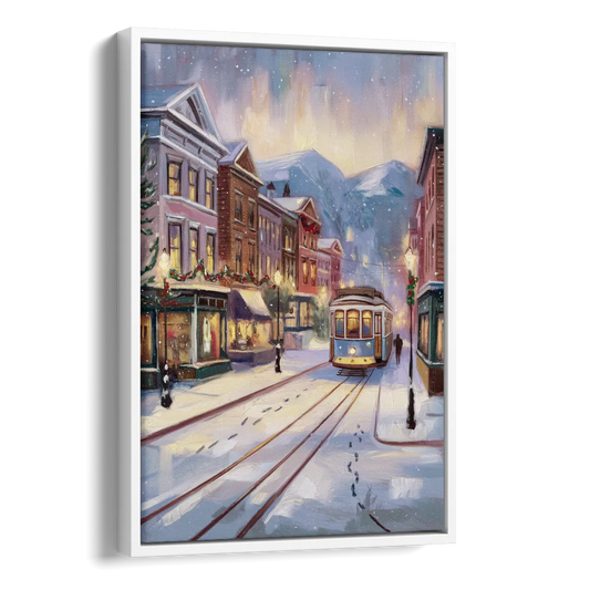 Salt Lake City Winter Scene Side - White Canvas Wall Art