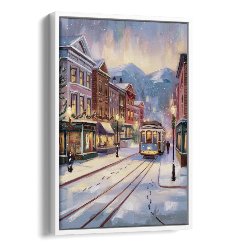 Salt Lake City Winter Scene Side - White Canvas Wall Art
