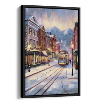 Salt Lake City Winter Scene Side - Black Canvas Wall Art