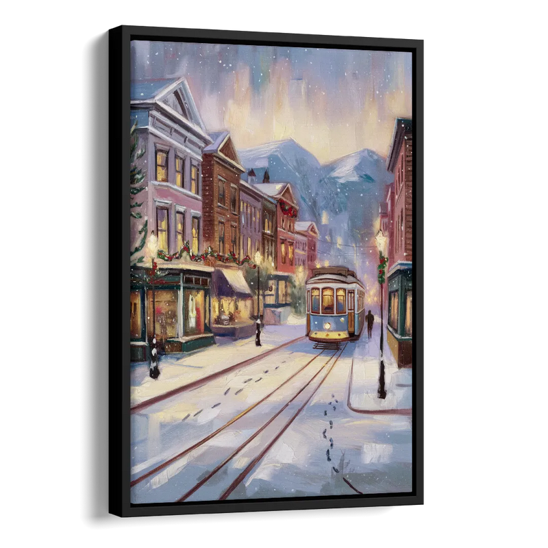Salt Lake City Winter Scene Side - Black Canvas Wall Art