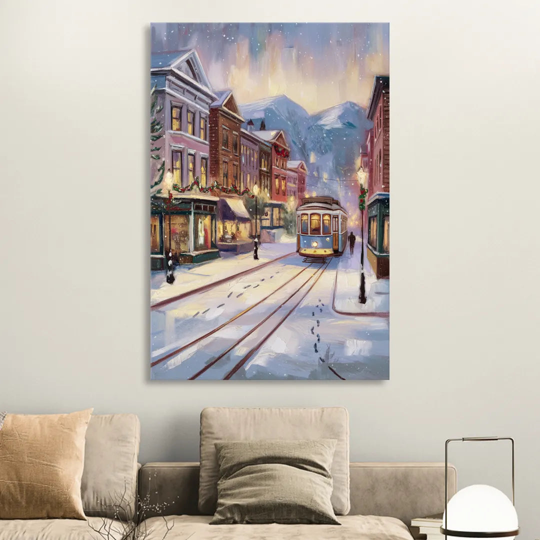 Salt Lake City Winter Scene Sitting Room - Canvas Wall Art