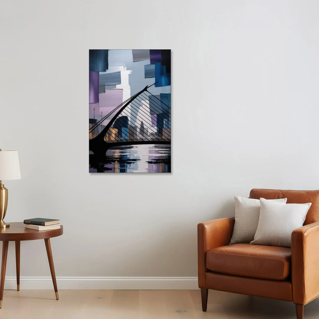 Samuel Beckett Bridge Silhouette - Canvas Wall Art - Sofa - 24x36