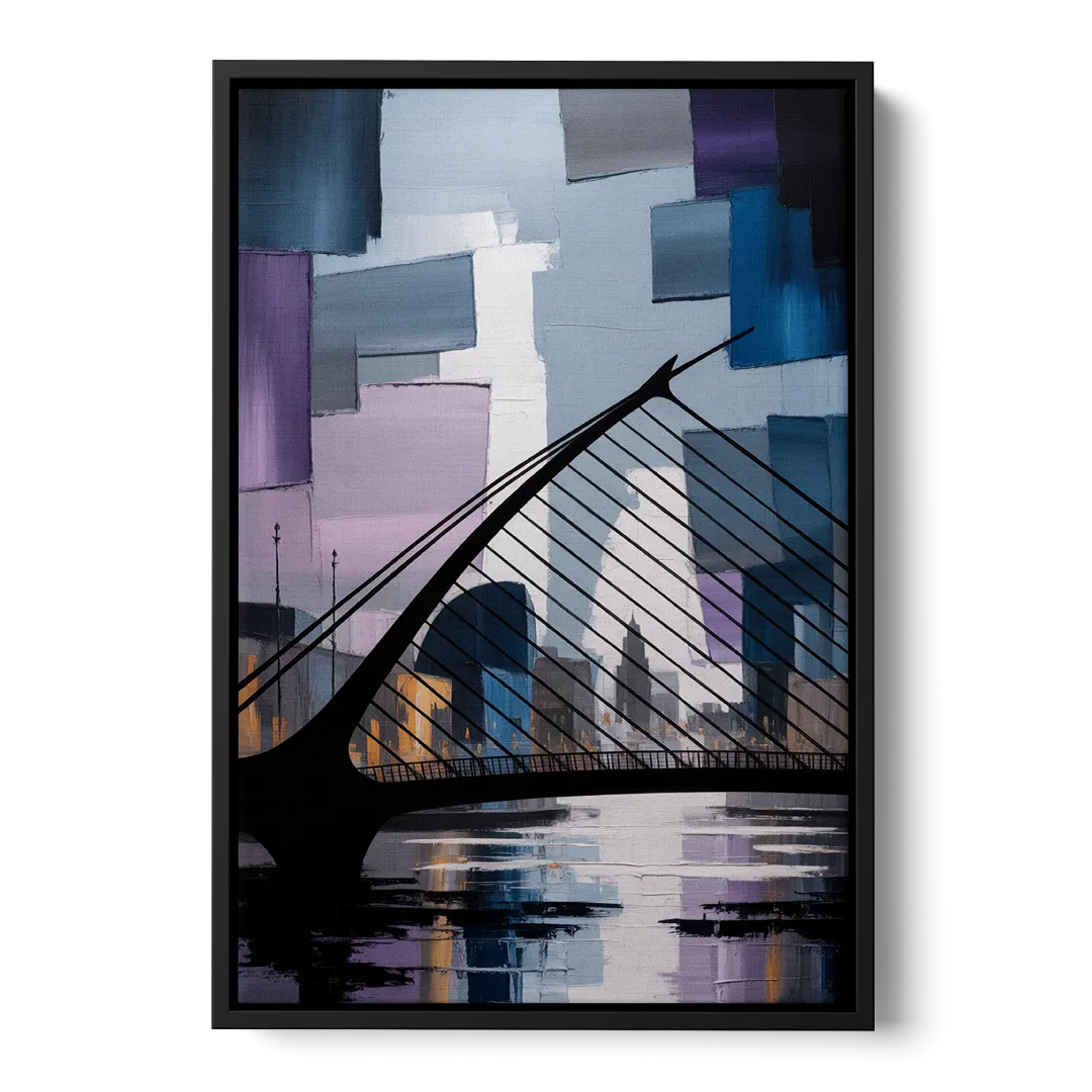 Samuel Beckett Bridge Silhouette Front - Black Canvas Wall Art
