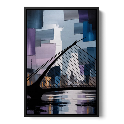 Samuel Beckett Bridge Silhouette Front - Black Canvas Wall Art