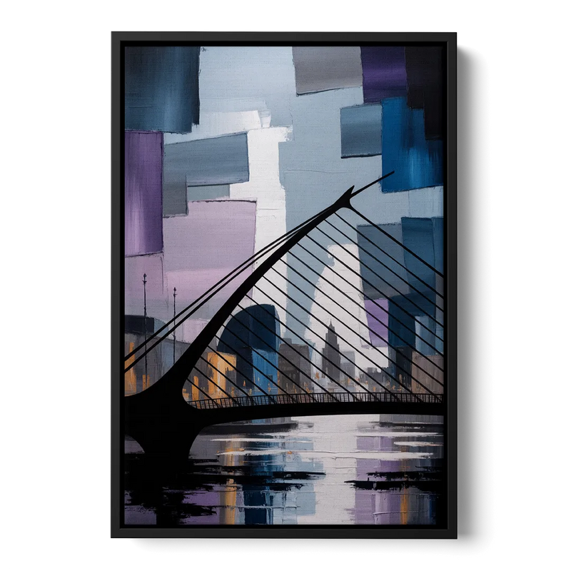 Samuel Beckett Bridge Silhouette Front - Black Canvas Wall Art