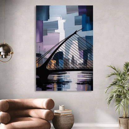 Samuel Beckett Bridge Silhouette Living Room - Canvas Wall Art