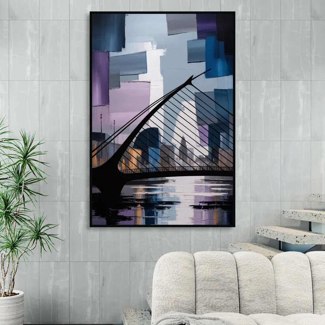 Samuel Beckett Bridge Silhouette Sitting Room - Black Canvas Wall Art