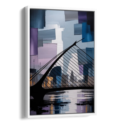 Samuel Beckett Bridge Silhouette Side - White Canvas Wall Art