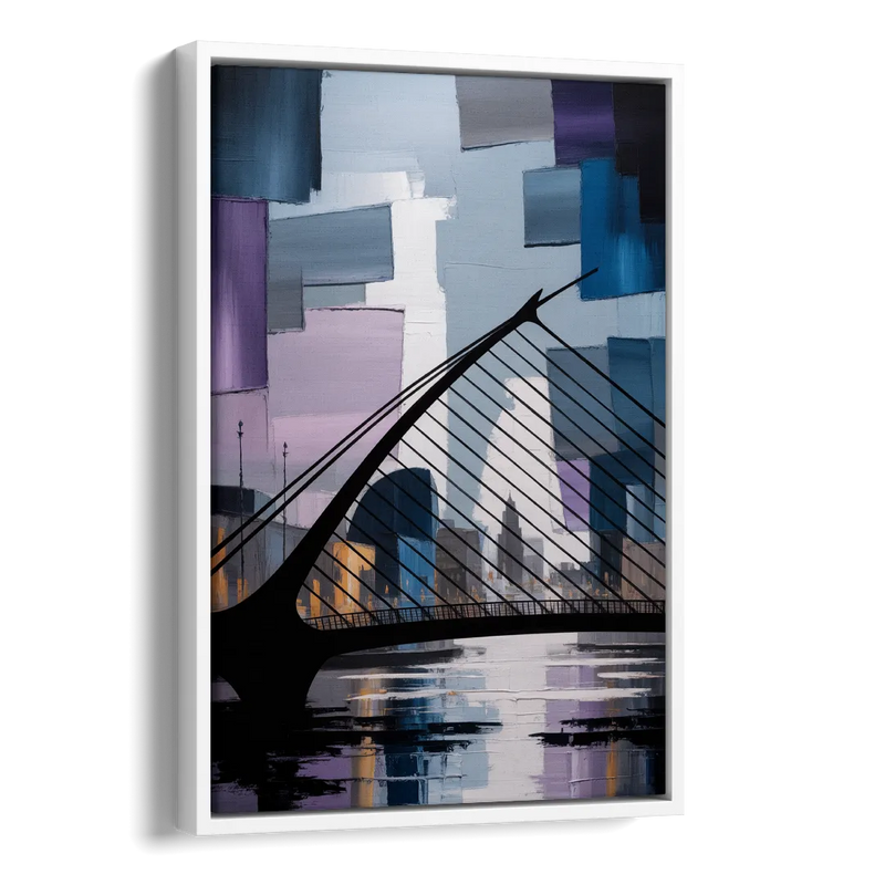 Samuel Beckett Bridge Silhouette Side - White Canvas Wall Art