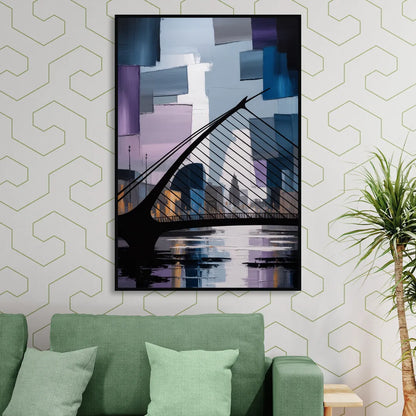Samuel Beckett Bridge Silhouette Living Room - Black Canvas Wall Art
