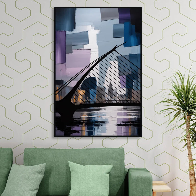 Samuel Beckett Bridge Silhouette Living Room - Black Canvas Wall Art
