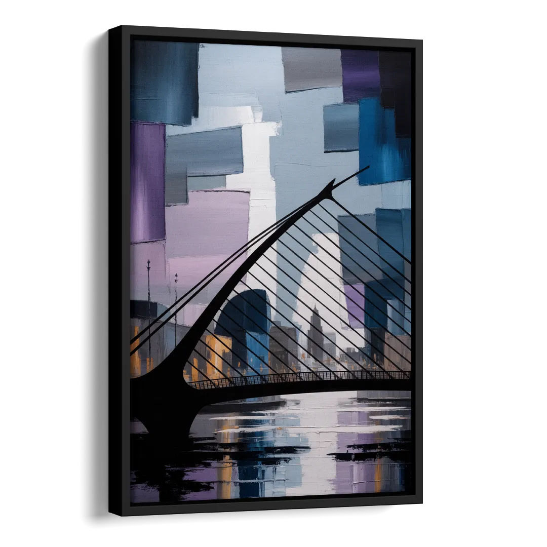 Samuel Beckett Bridge Silhouette Side - Black Canvas Wall Art