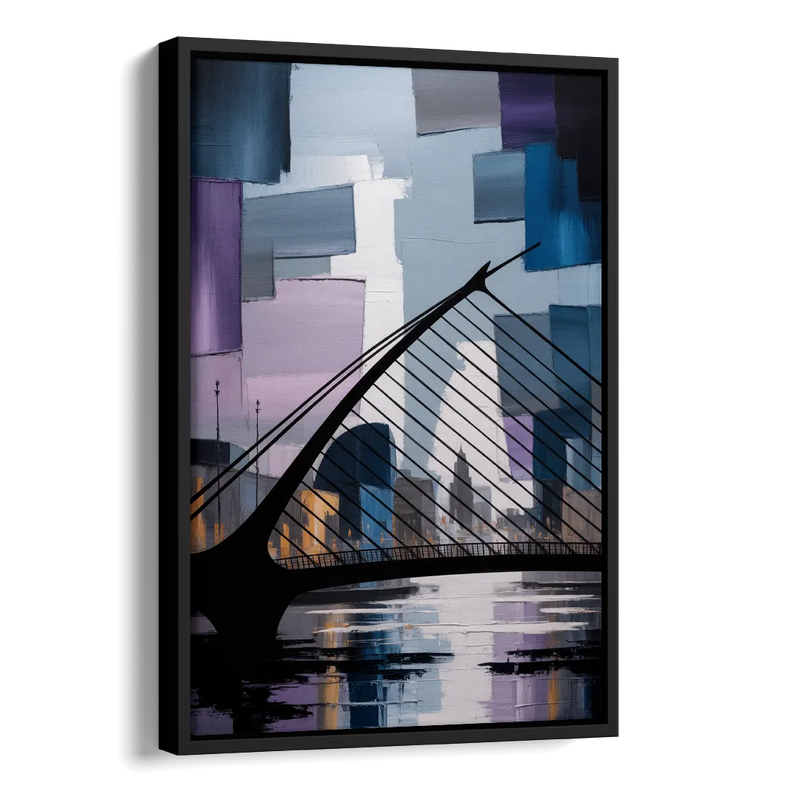 Samuel Beckett Bridge Silhouette Side - Black Canvas Wall Art