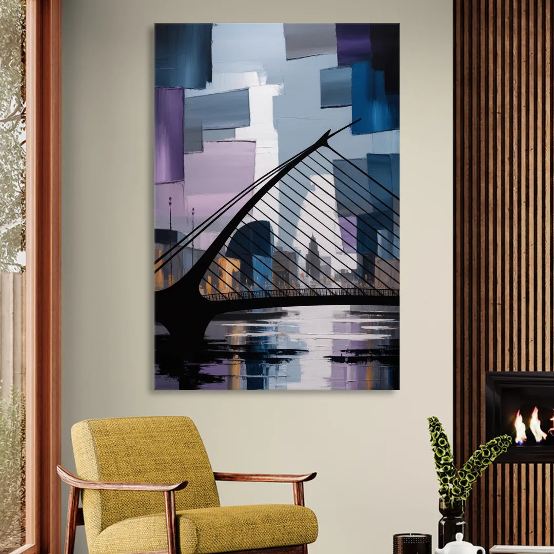 Samuel Beckett Bridge Silhouette Sitting Room - Canvas Wall Art