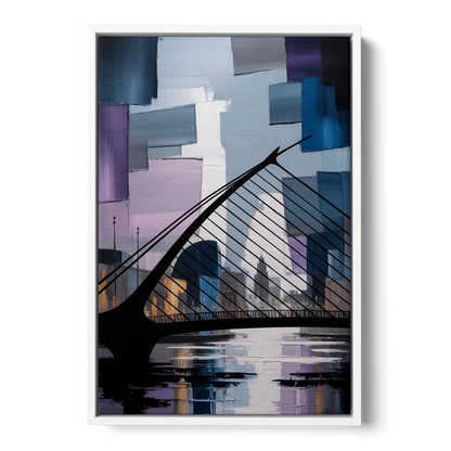 Samuel Beckett Bridge Silhouette Front - White Canvas Wall Art