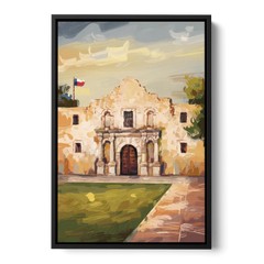 San Antonio Alamo Tribute - Black Framed Canvas Wall Art - Front