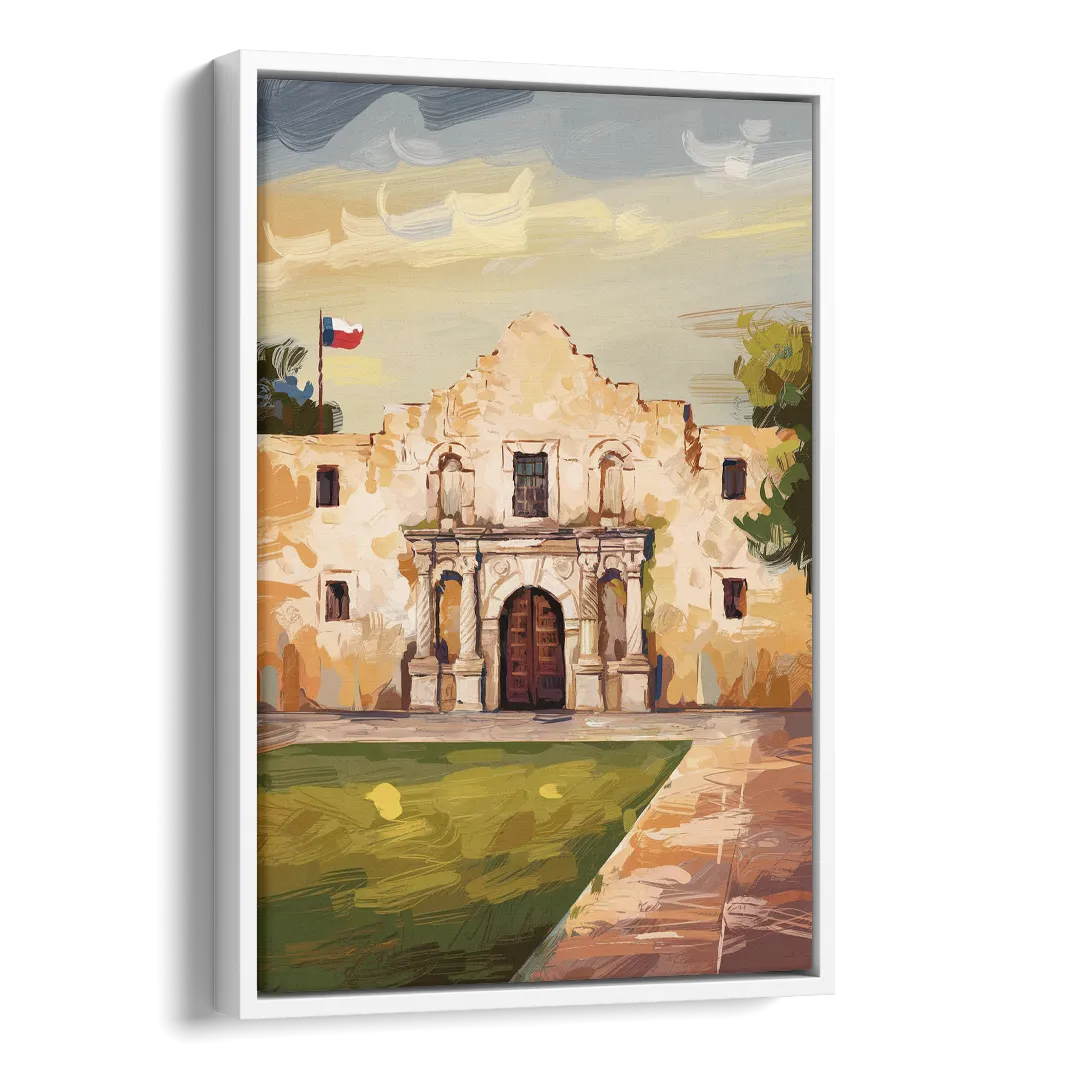 San Antonio Alamo Tribute Side - White Canvas Wall Art