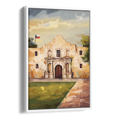 San Antonio Alamo Tribute Side - White Canvas Wall Art