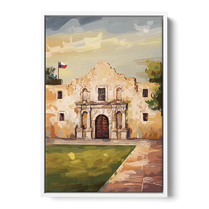 San Antonio Alamo Tribute Front - White Canvas Wall Art