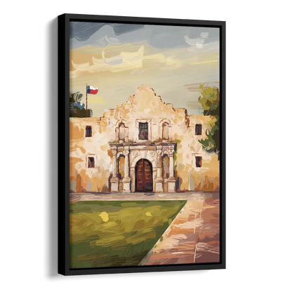 San Antonio Alamo Tribute Side - Black Canvas Wall Art