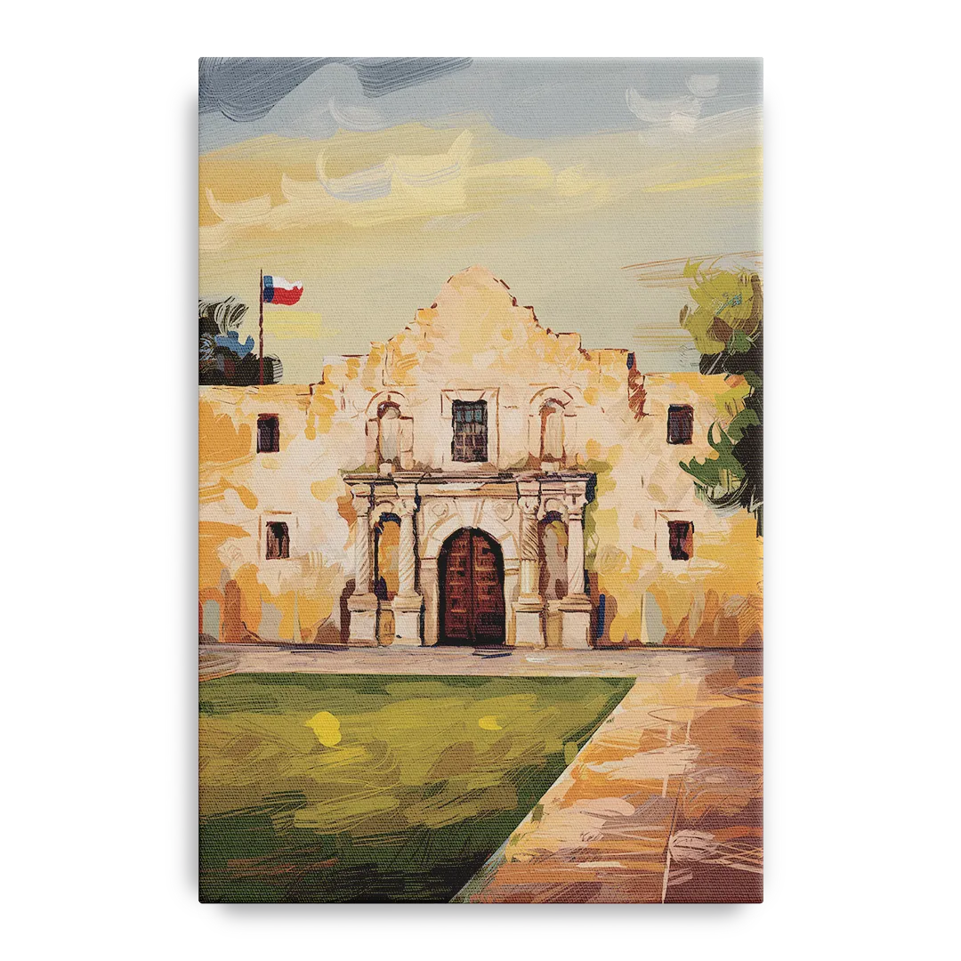 San Antonio Alamo Tribute Front - Canvas Wall Art