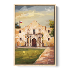 San Antonio Alamo Tribute - Oak Framed Canvas Wall Art - Front