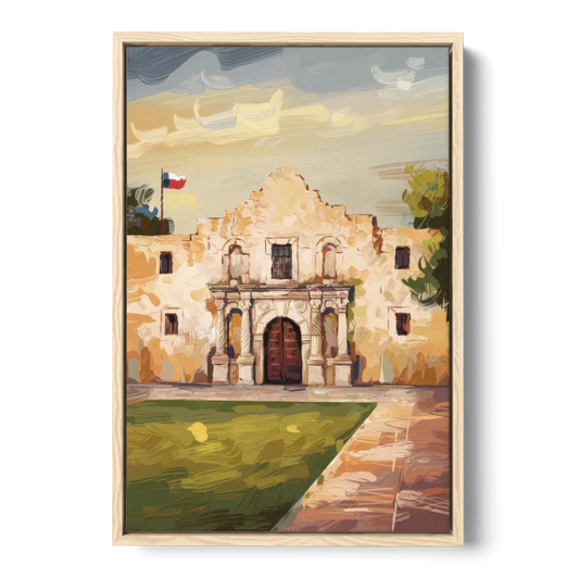 San Antonio Alamo Tribute - Oak Framed Canvas Wall Art - Front
