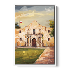 San Antonio Alamo Tribute - White Framed Canvas Wall Art - Front