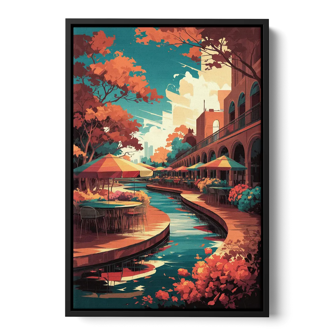 San Antonio Cultural Heritage Front - Black Canvas Wall Art