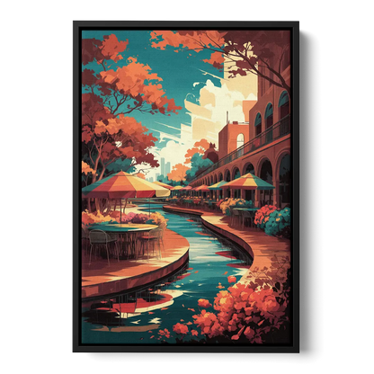 San Antonio Cultural Heritage Front - Black Canvas Wall Art