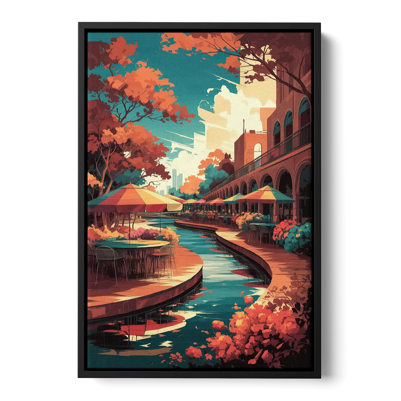 San Antonio Cultural Heritage Front - Black Canvas Wall Art