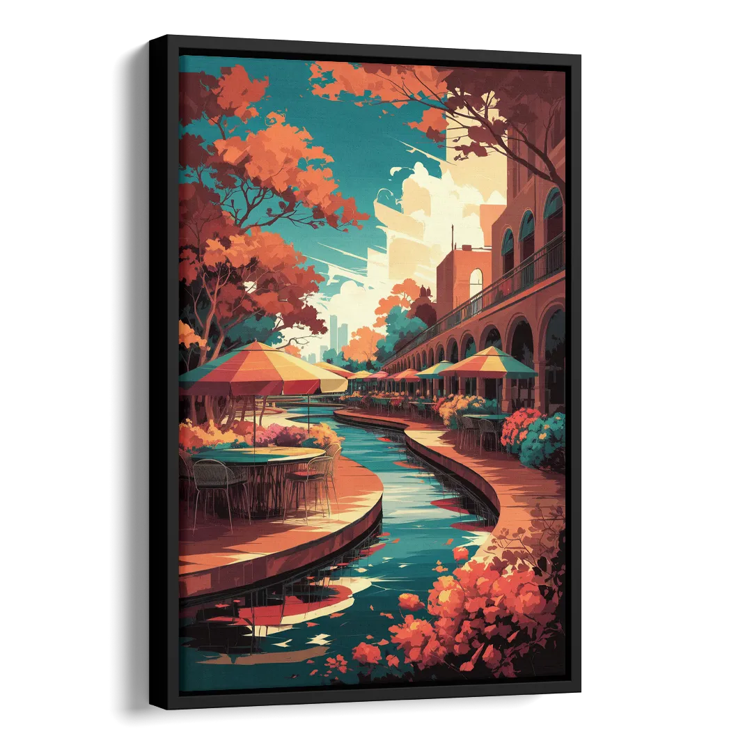 San Antonio Cultural Heritage Side - Black Canvas Wall Art
